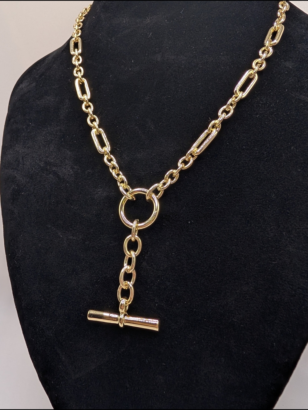 24k Gold Plate Toggle Link Necklace